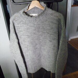 KAISELY WOMEN GRAY OVERSIZED BOXY CHUNKY CABLE KNIT SWEATHER WOOL BLEND SIZE XL